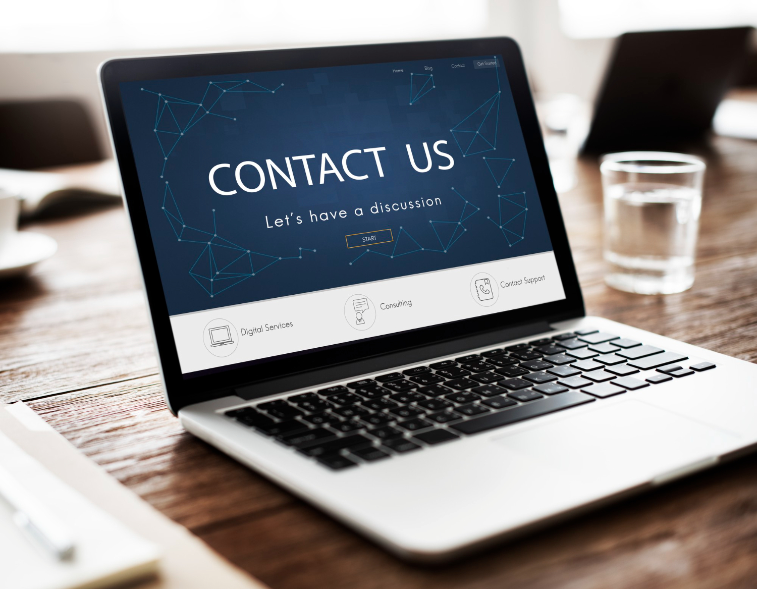 Contact us - laptop showing contact page